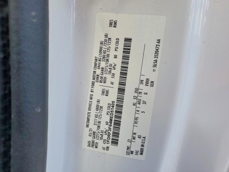 Продажа на аукционе авто 2021 Ford F350, vin: 1FDRF3F64MED51405, номер лота: 48942826
