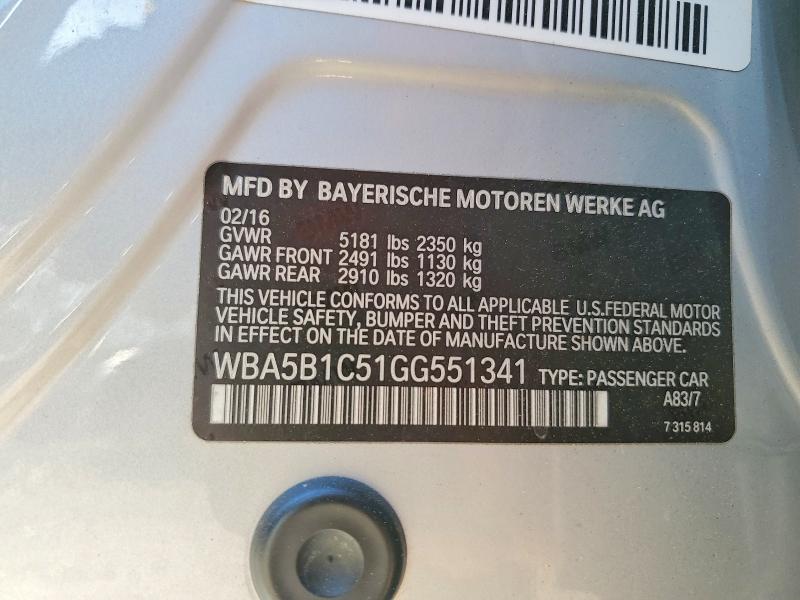 Продаж на аукціоні авто 2016 Bmw 535, vin: WBA5B1C51GG551341, номер лоту: 46991486