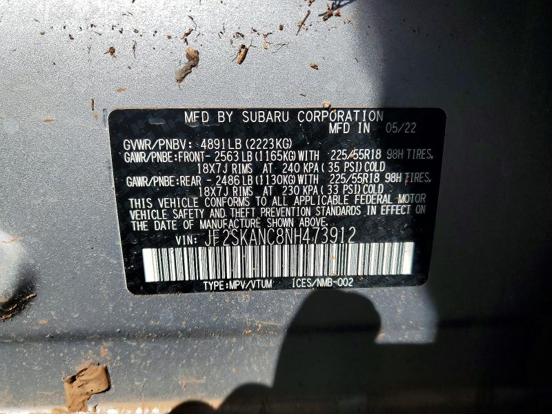 Aukcja sprzedaży 2022 Subaru Forester, vin: JF2SKANC8NH473912, numer aukcji: 47629306