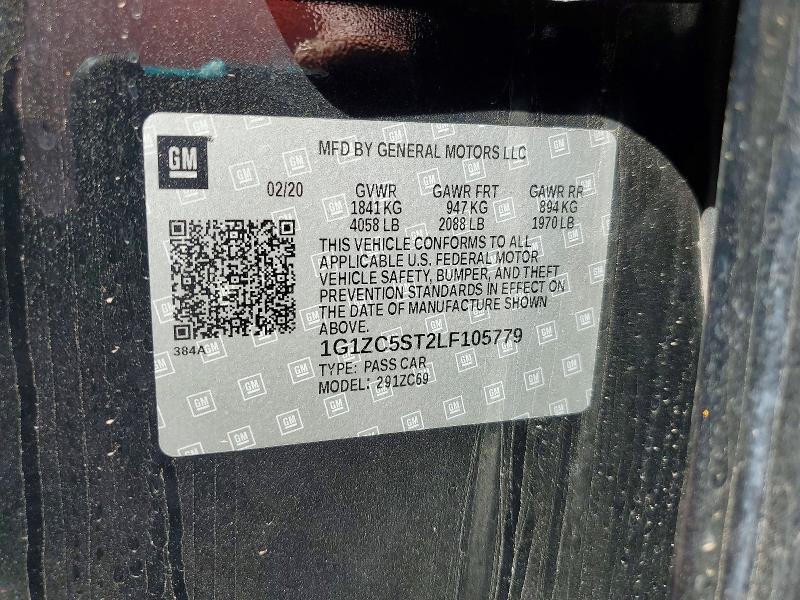 41654086 :رقم المزاد ، 1G1ZC5ST2LF105779 vin ، 2020 Chevrolet Malibu مزاد بيع
