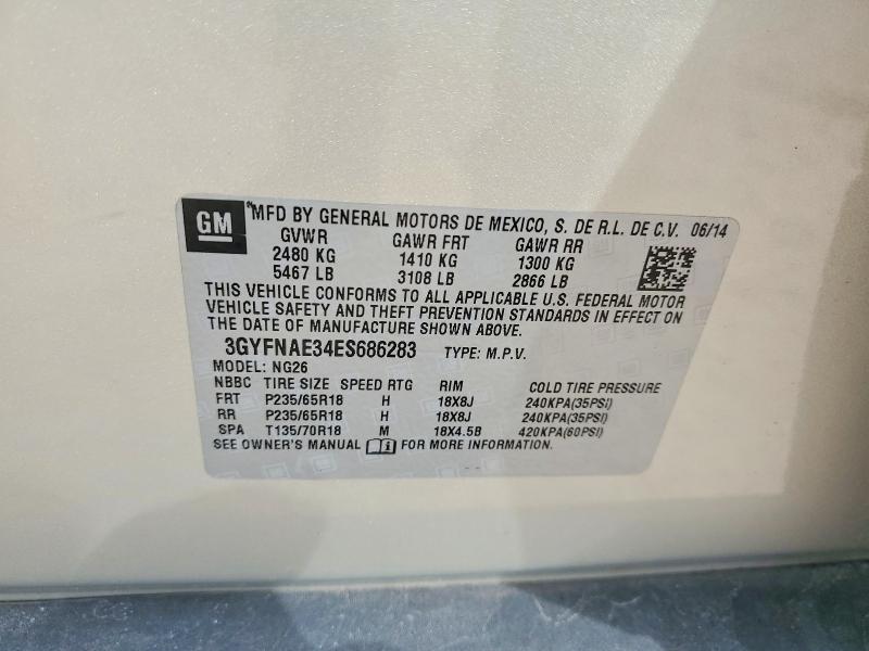46853336 :رقم المزاد ، 3GYFNAE34ES686283 vin ، 2014 Cadillac Srx مزاد بيع