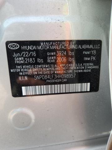 47565466 :رقم المزاد ، 5NPD84LF3HH098957 vin ، 2017 Hyundai Elantra مزاد بيع