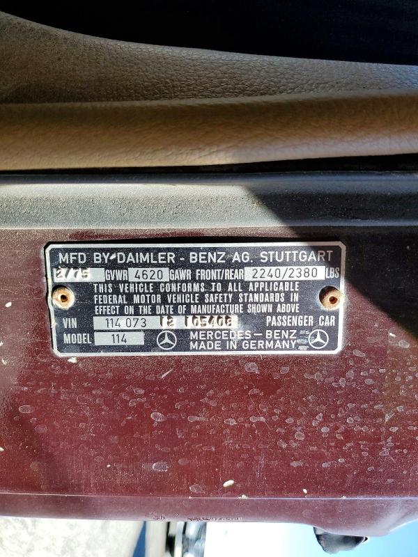 41832126 :رقم المزاد ، 11407312105408 vin ، 1975 Mercedes Benz 280 مزاد بيع