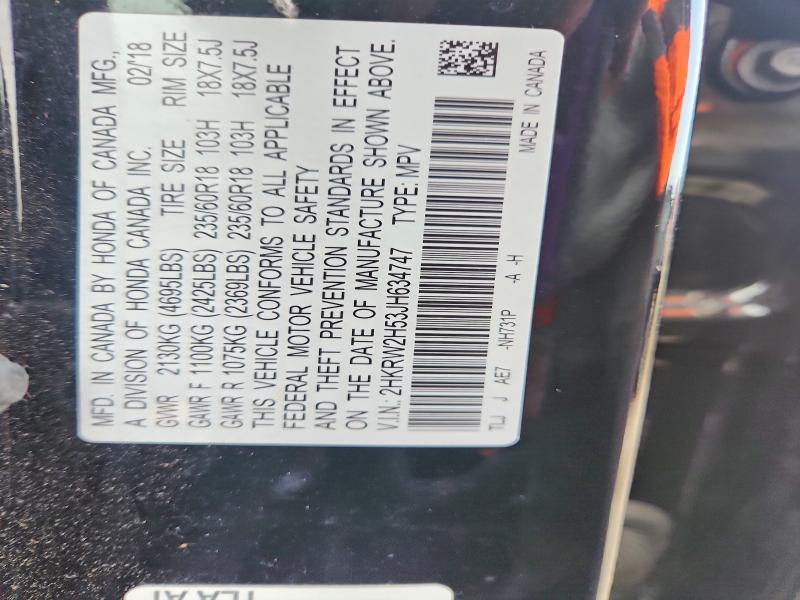 Aukcja sprzedaży 2018 Honda Cr-v, vin: 2HKRW2H53JH634747, numer aukcji: 45802846