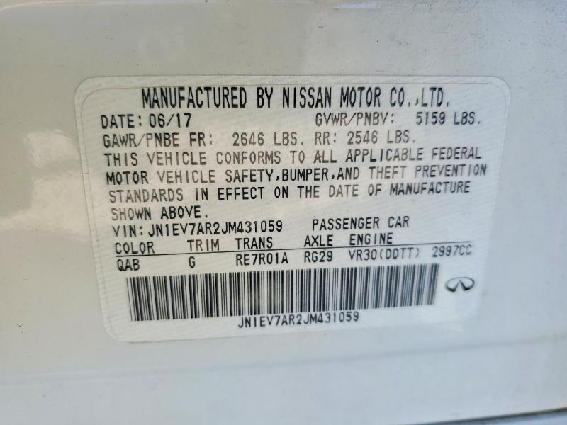 Aukcja sprzedaży 2018 Infiniti Q50, vin: JN1EV7AR2JM431059, numer aukcji: 45483226