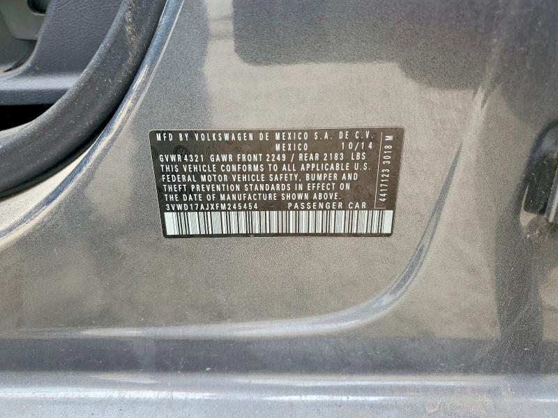 Auction sale of the 2015 Volkswagen Jetta, vin: 3VWD17AJXFM245454, lot number: 47356166