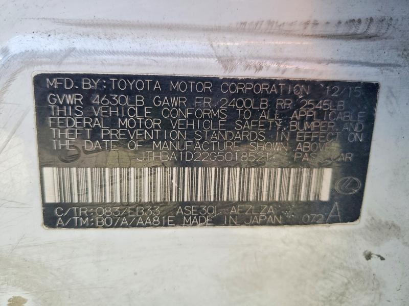 Продаж на аукціоні авто 2016 Lexus Is 200t, vin: JTHBA1D22G5018521, номер лоту: 46890016