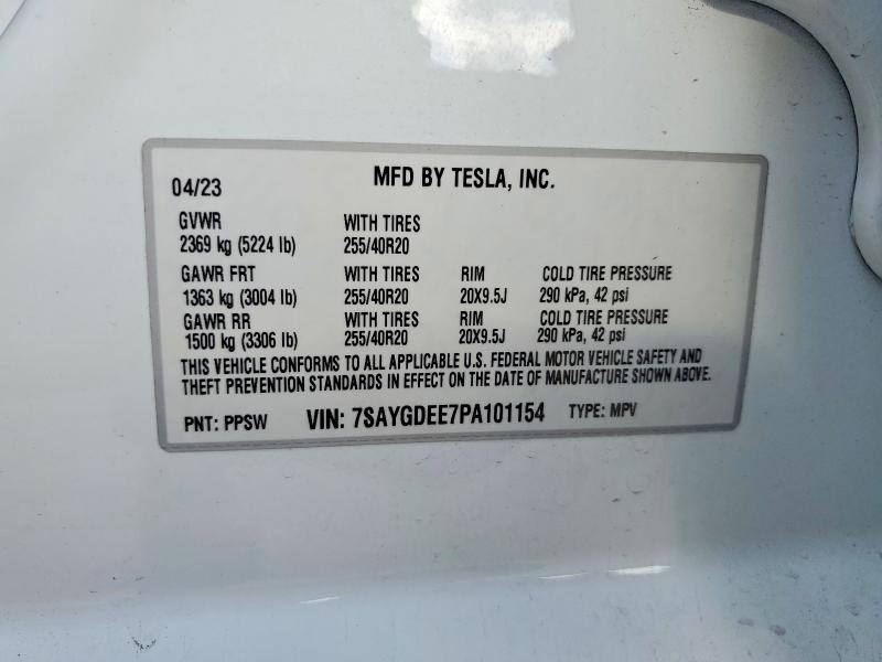 2023 Tesla Model Y მანქანა იყიდება აუქციონზე, vin: 7SAYGDEE7PA101154, აუქციონის ნომერი: 79379575