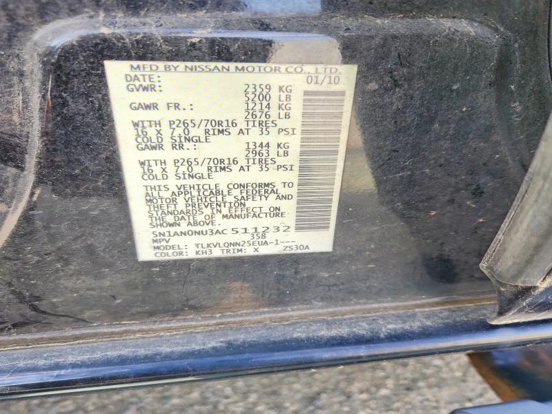 Aukcja sprzedaży 2010 Nissan Xterra, vin: 5N1AN0NU3AC511232, numer aukcji: 47996256