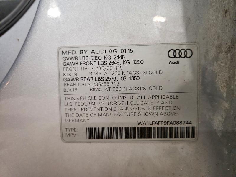 2015 Audi Q5 მანქანა იყიდება აუქციონზე, vin: WA1LFAFP9FA088744, აუქციონის ნომერი: 47418246