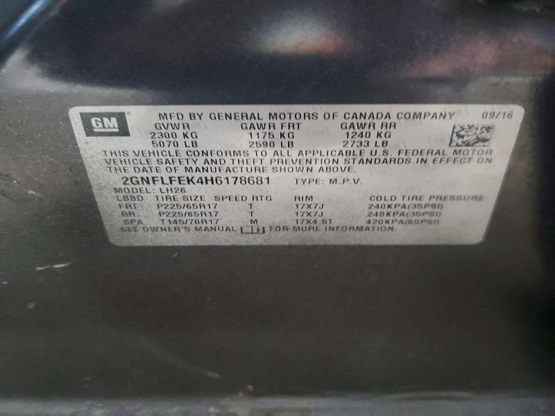 48302096 :رقم المزاد ، 2GNFLFEK4H6178681 vin ، 2017 Chevrolet Equinox مزاد بيع