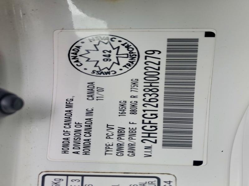 Aukcja sprzedaży 2008 Honda Civic, vin: 2HGFG12638H002279, numer aukcji: 45446836