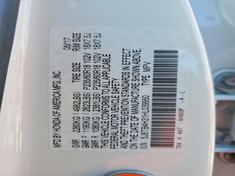 46726536 :رقم المزاد ، 5J8TB4H31HL039950 vin ، 2017 Acura Rdx مزاد بيع