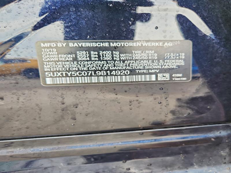79785115 :رقم المزاد ، 5UXTY5C07L9B14920 vin ، 2020 Bmw X3 مزاد بيع