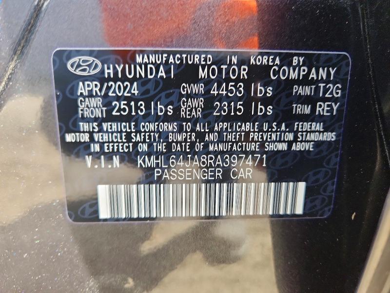 45852436 :رقم المزاد ، KMHL64JA8RA397471 vin ، 2024 Hyundai Sonata مزاد بيع