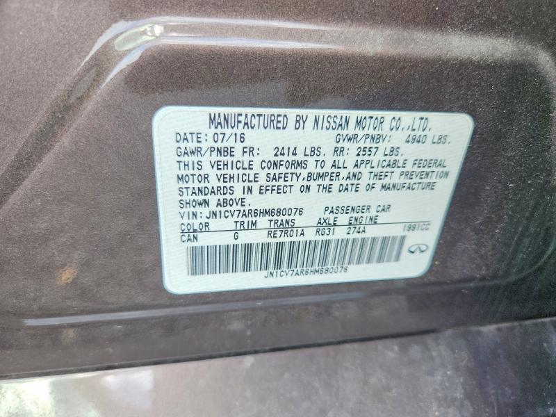Продаж на аукціоні авто 2017 Infiniti Q50, vin: JN1CV7AR6HM680076, номер лоту: 45496796