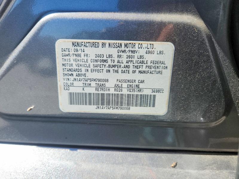 45925986 :رقم المزاد ، JN1AV7AP5FM790068 vin ، 2015 Infiniti Q50 Hybrid مزاد بيع