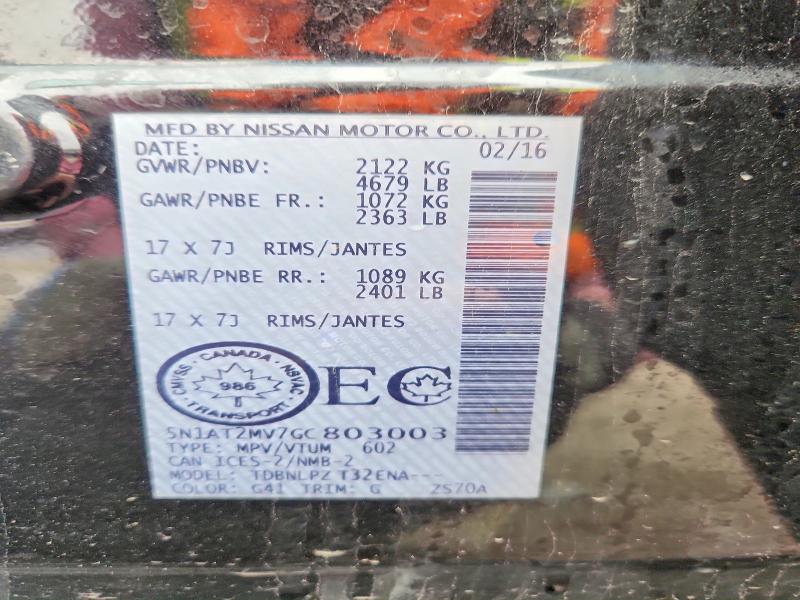 Продаж на аукціоні авто 2016 Nissan Rogue, vin: 5N1AT2MV7GC803003, номер лоту: 47781936