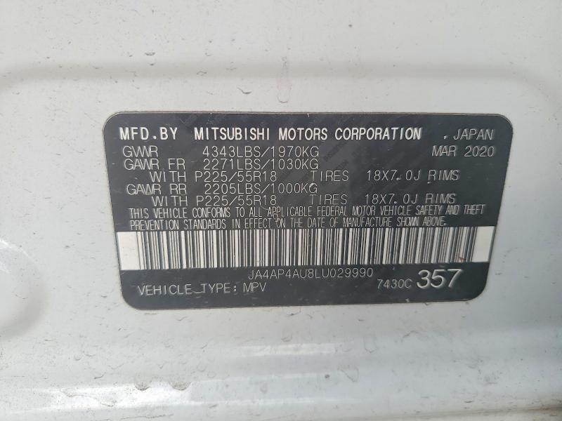 48282726 :رقم المزاد ، JA4AP4AU8LU029990 vin ، 2020 Mitsubishi Outlander Sport مزاد بيع
