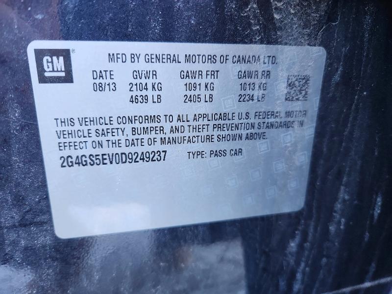 2013 Buick Regal მანქანა იყიდება აუქციონზე, vin: 2G4GS5EV0D9249237, აუქციონის ნომერი: 46207556