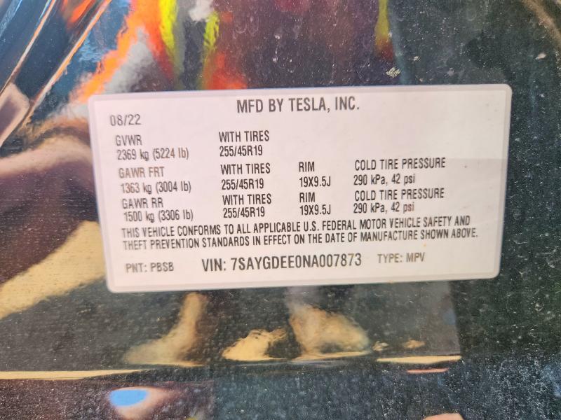 Aukcja sprzedaży 2022 Tesla Model Y, vin: 7SAYGDEE0NA007873, numer aukcji: 47612596