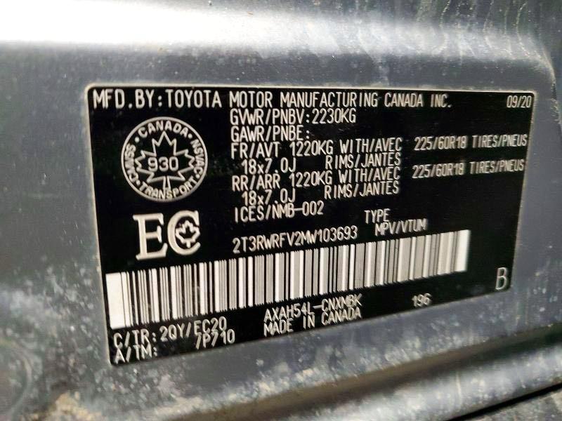 47037786 :رقم المزاد ، 2T3RWRFV2MW103693 vin ، 2021 Toyota Rav4 Hybrid مزاد بيع