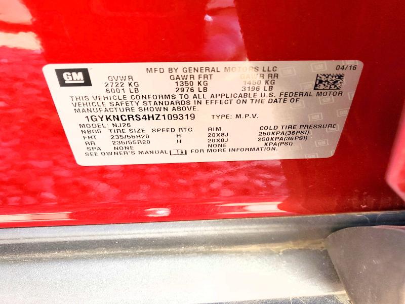 Aukcja sprzedaży 2017 Cadillac Xt5, vin: 1GYKNCRS4HZ109319, numer aukcji: 42009956