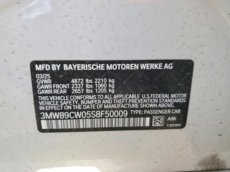Продаж на аукціоні авто 2025 Bmw 330xi, vin: 3MW89CW05S8F50009, номер лоту: 79668545