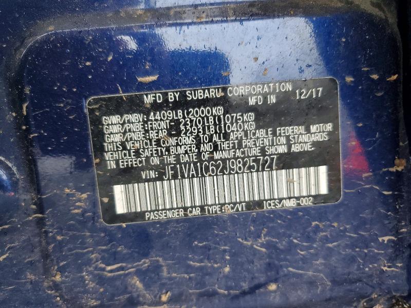 Продаж на аукціоні авто 2018 Subaru Wrx, vin: JF1VA1C62J9825727, номер лоту: 46238276