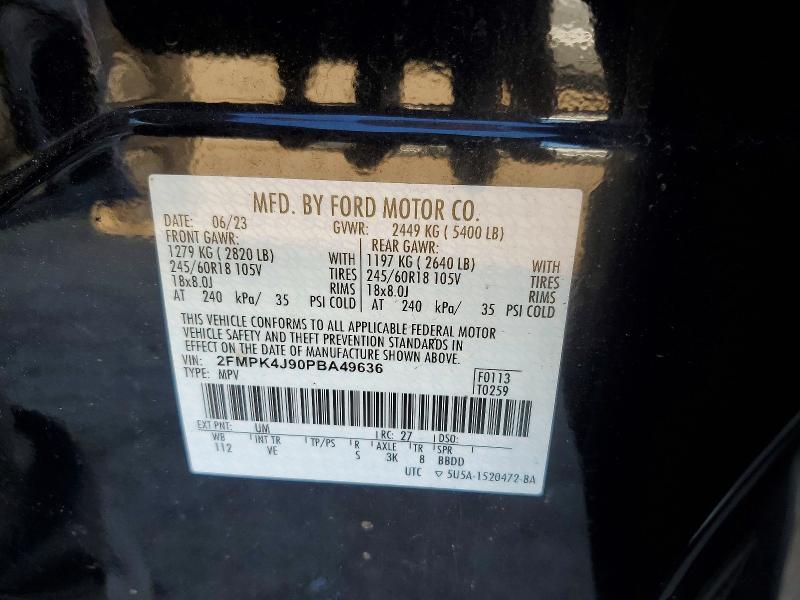Продаж на аукціоні авто 2023 Ford Edge, vin: 2FMPK4J90PBA49636, номер лоту: 46332586