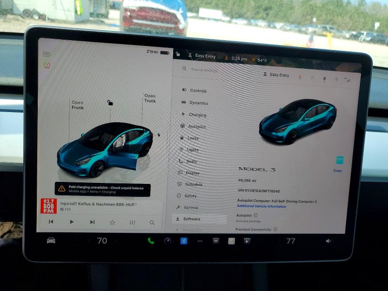 Aukcja sprzedaży 2022 Tesla Model 3, vin: 5YJ3E1EA2NF178040, numer aukcji: 47254356