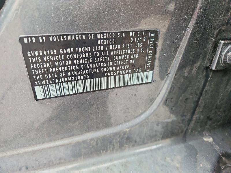 Aukcja sprzedaży 2016 Volkswagen Jetta, vin: 3VW267AJ6GM318670, numer aukcji: 77247205