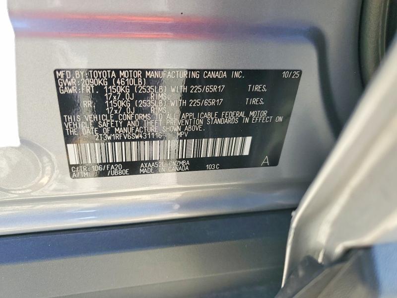 Продажа на аукционе авто 2025 Toyota Rav4, vin: 2T3W1RFV6SW431116, номер лота: 79788235