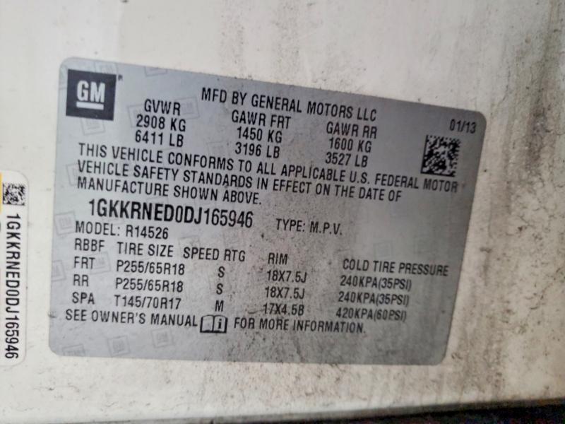 Aukcja sprzedaży 2013 Gmc Acadia, vin: 1GKKRNED0DJ165946, numer aukcji: 47868976