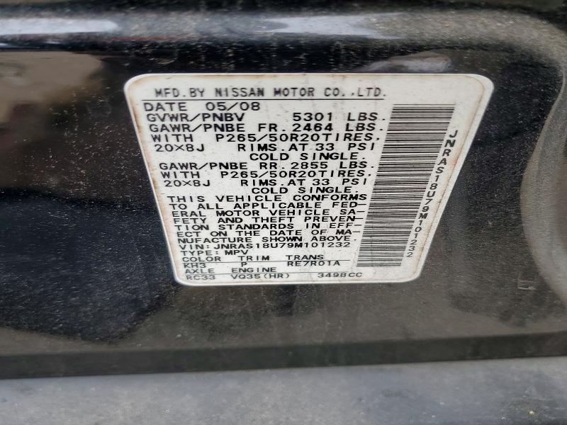 Aukcja sprzedaży 2009 Infiniti Fx35, vin: JNRAS18U79M101232, numer aukcji: 47731606