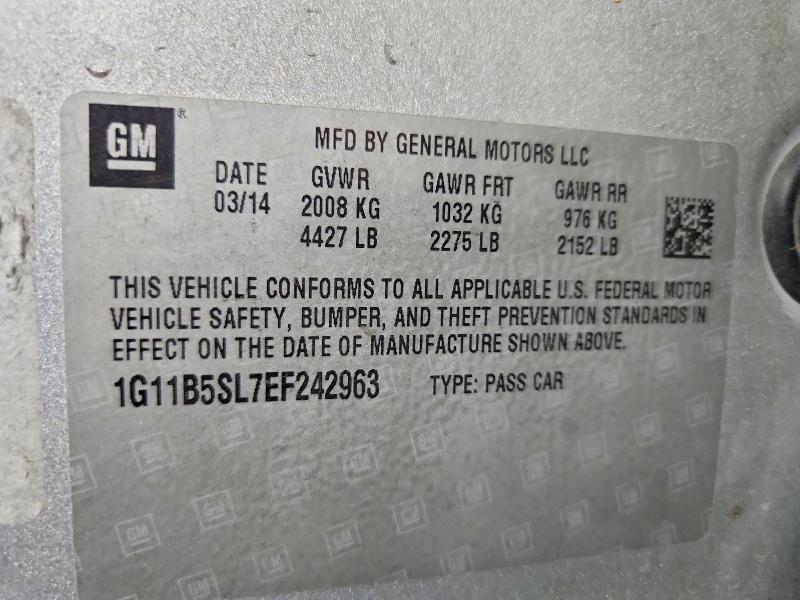 Продаж на аукціоні авто 2014 Chevrolet Malibu, vin: 1G11B5SL7EF242963, номер лоту: 47851886
