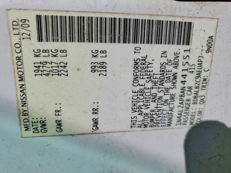 Aukcja sprzedaży 2010 Nissan Altima, vin: 1N4AL2AP8AN441551, numer aukcji: 79286745