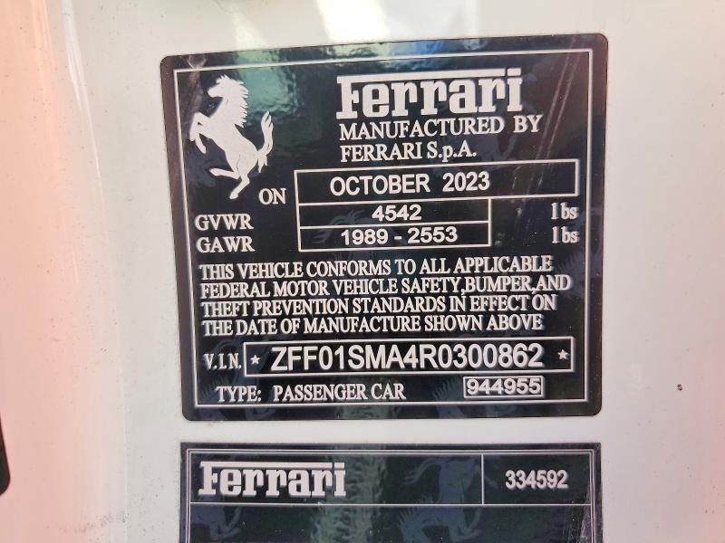 Продажа на аукционе авто 2024 Ferritti 296 Gts, vin: ZFF01SMA4R0300862, номер лота: 79372055