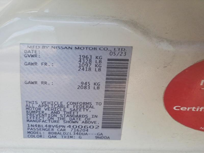 Продажа на аукционе авто 2023 Nissan Altima, vin: 1N4BL4BV6PN400602, номер лота: 46409646
