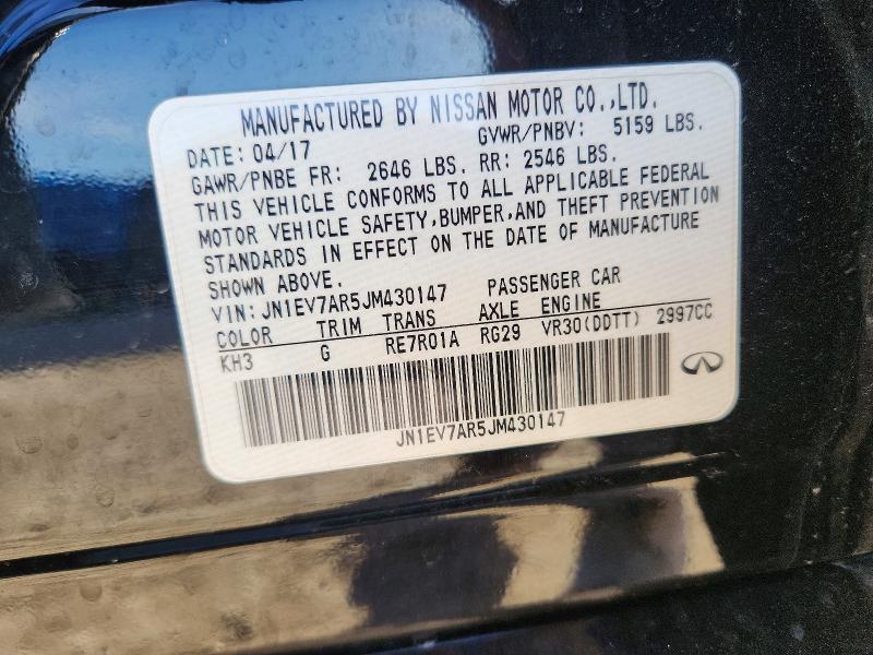 Aukcja sprzedaży 2018 Infiniti Q50, vin: JN1EV7AR5JM430147, numer aukcji: 45713646