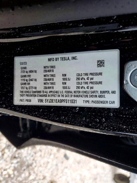 Продажа на аукционе авто 2023 Tesla Model 3, vin: 5YJ3E1EA9PF511031, номер лота: 45651586