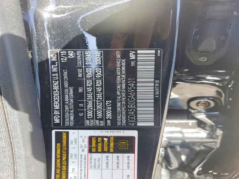 Продажа на аукционе авто 2016 Mercedes-benz Gle, vin: 4JGDA5JB0GA695401, номер лота: 47274166