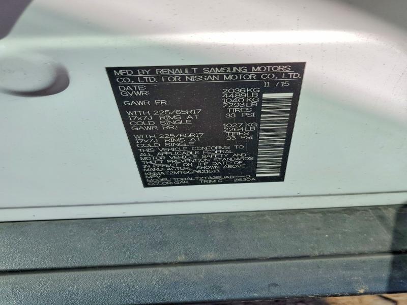 2016 Nissan Rogue მანქანა იყიდება აუქციონზე, vin: KNMAT2MT6GP621613, აუქციონის ნომერი: 41651576