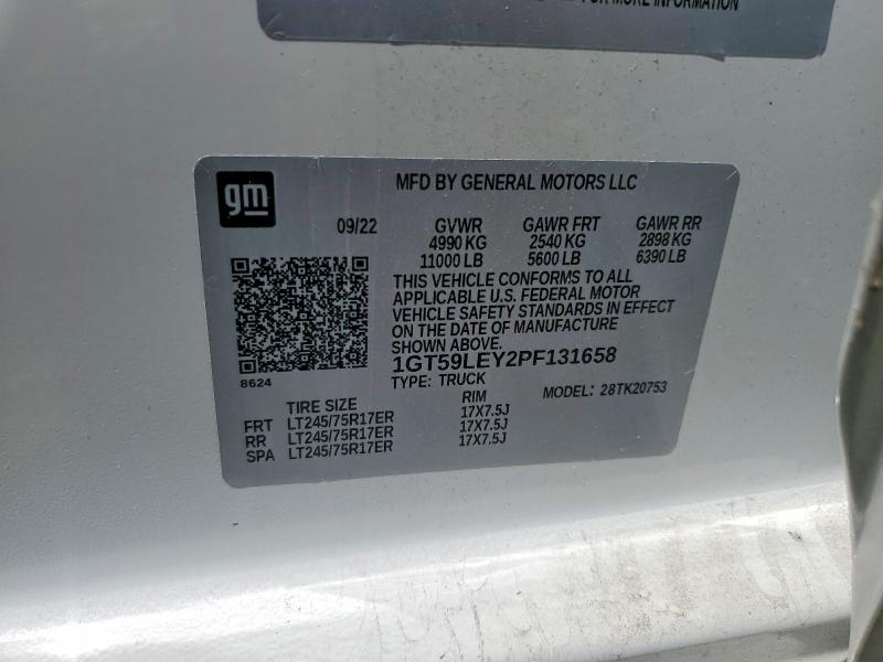 2023 Gmc Sierra მანქანა იყიდება აუქციონზე, vin: 1GT59LEY2PF131658, აუქციონის ნომერი: 42003016
