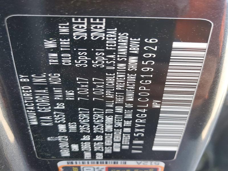 2023 Kia Sorento მანქანა იყიდება აუქციონზე, vin: 5XYRG4LC0PG195926, აუქციონის ნომერი: 46133736