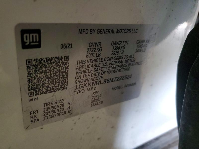 45726876 :رقم المزاد ، 1GKKNRLS6MZ232524 vin ، 2021 Gmc Acadia مزاد بيع