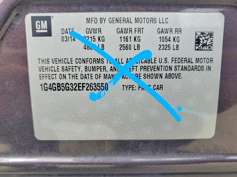 46533476 :رقم المزاد ، 1G4GB5G32EF263550 vin ، 2014 Buick Lacrosse مزاد بيع