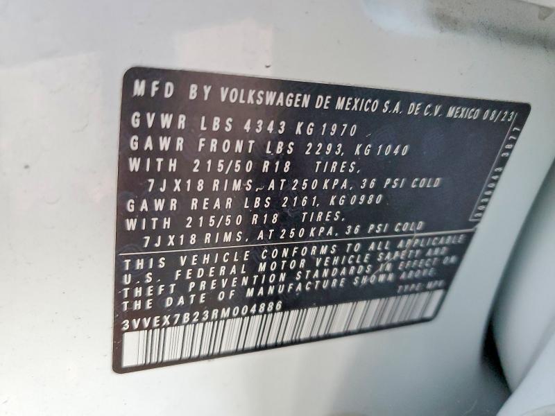 45549056 :رقم المزاد ، 3VVEX7B23RM004886 vin ، 2024 Volkswagen Taos مزاد بيع