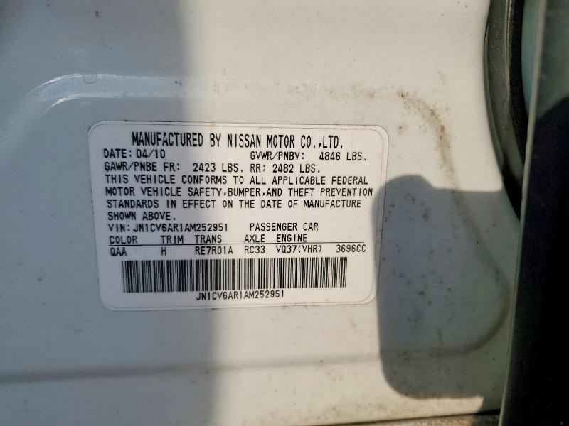 48039556 :رقم المزاد ، JN1CV6AR1AM252951 vin ، 2010 Infiniti G37 Sedan مزاد بيع