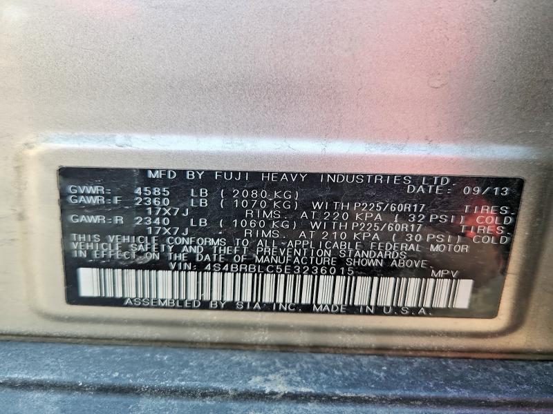 2014 Subaru Outback მანქანა იყიდება აუქციონზე, vin: 4S4BRBLC5E3236015, აუქციონის ნომერი: 47762986